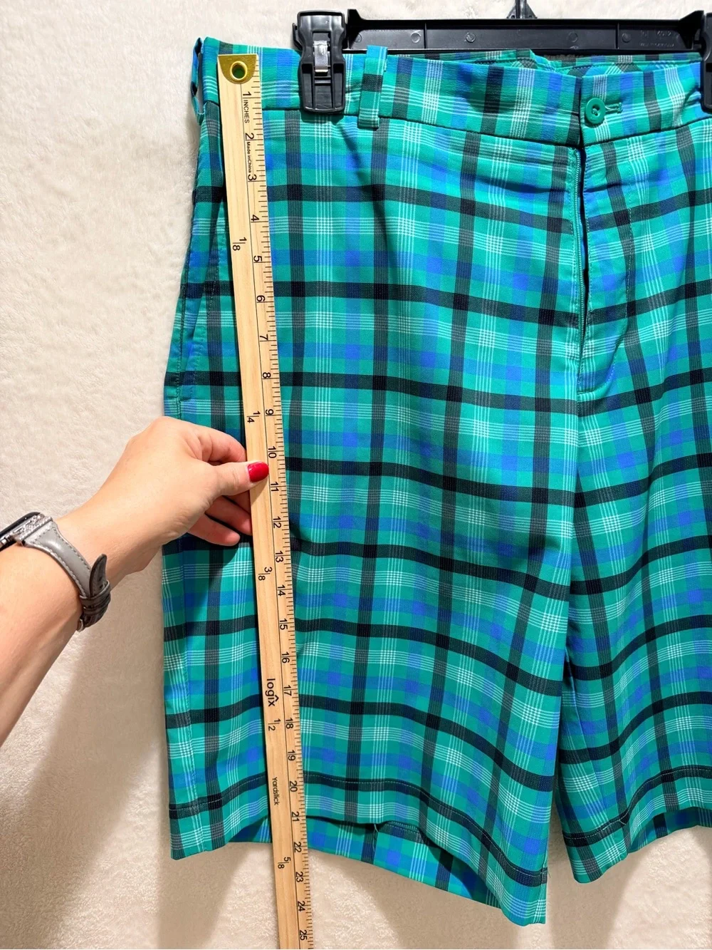 Nike Dri-FIT Hybrid Plaid Golf Shorts Performance Teal Multi Color 36